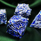 Mjdiceok Dnd Metal Dice Vine Leaf Set - 7 Role Playing Polyhedral D&D Solid Dungeons And Dragons Dice (Silver Blue)