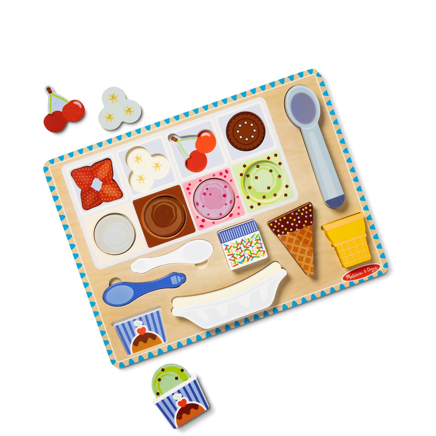 Melissa & Doug Ice Cream Wooden Magnetic Puzzle Play Set, 16 Pieces, Child Size, Multi Color, Model 31006