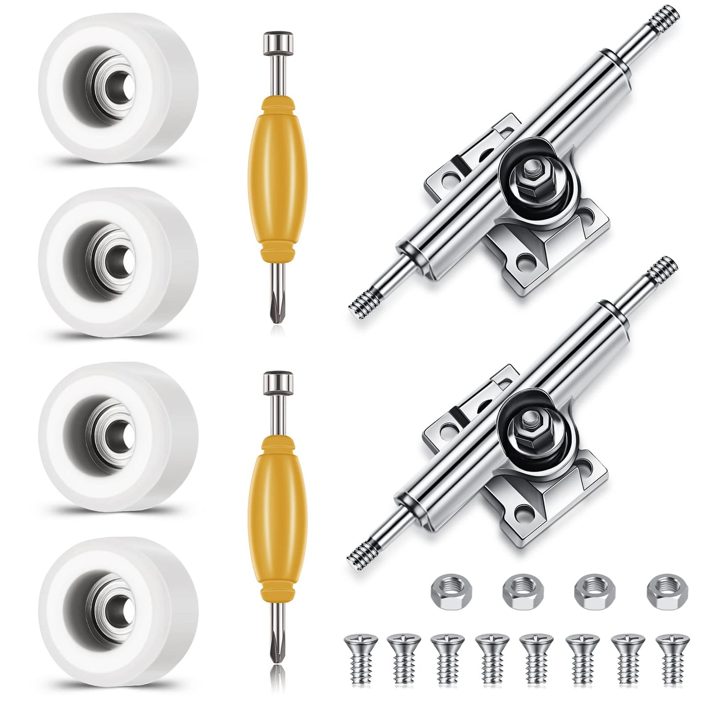 Zhehao 8 Pcs Fingerboard Bearing Wheels Standard Fingerboard Tool Fingerboard Cnc Lathed Bearing Fingerboard Screwdriver And 2 P