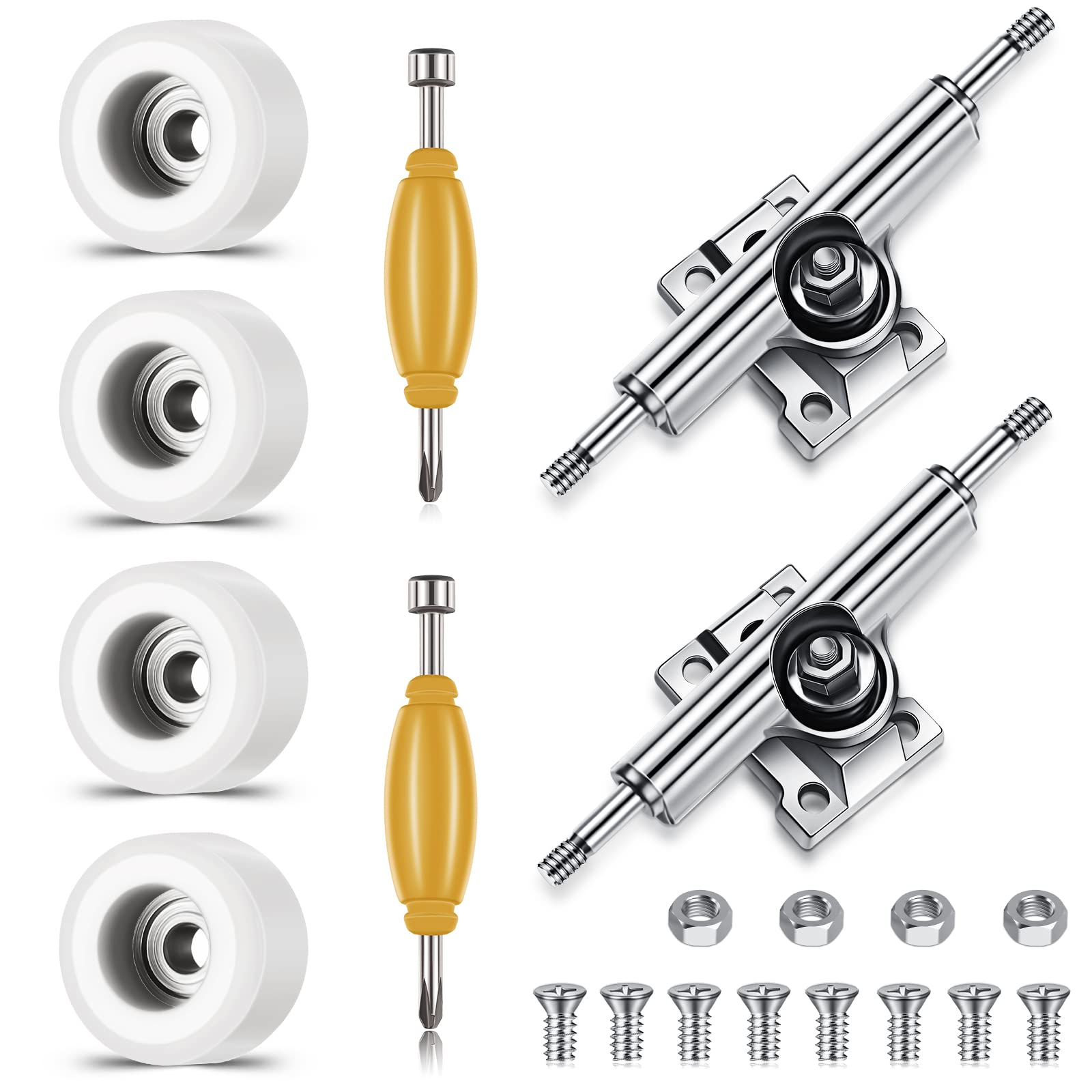 Zhehao 8 Pcs Fingerboard Bearing Wheels Standard Fingerboard Tool Fingerboard Cnc Lathed Bearing Fingerboard Screwdriver And 2 P