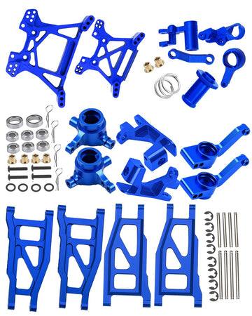 Rcarmumb Upgrades Part for 1/10 Rustler 4x4 VXL/Rustler 4x4,Alloy Shock Tower Set, Front Rear Suspension Arm,Steering Blocks,Cas
