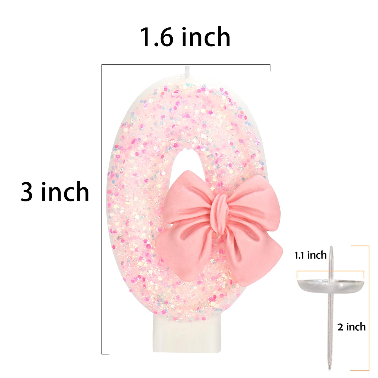 ElekFX 70th Birthday Candles for Cake, Pink Bow Number Cake Candles, 2.76 inch Number Happy Birthday Candle, Cake Topper Decorat