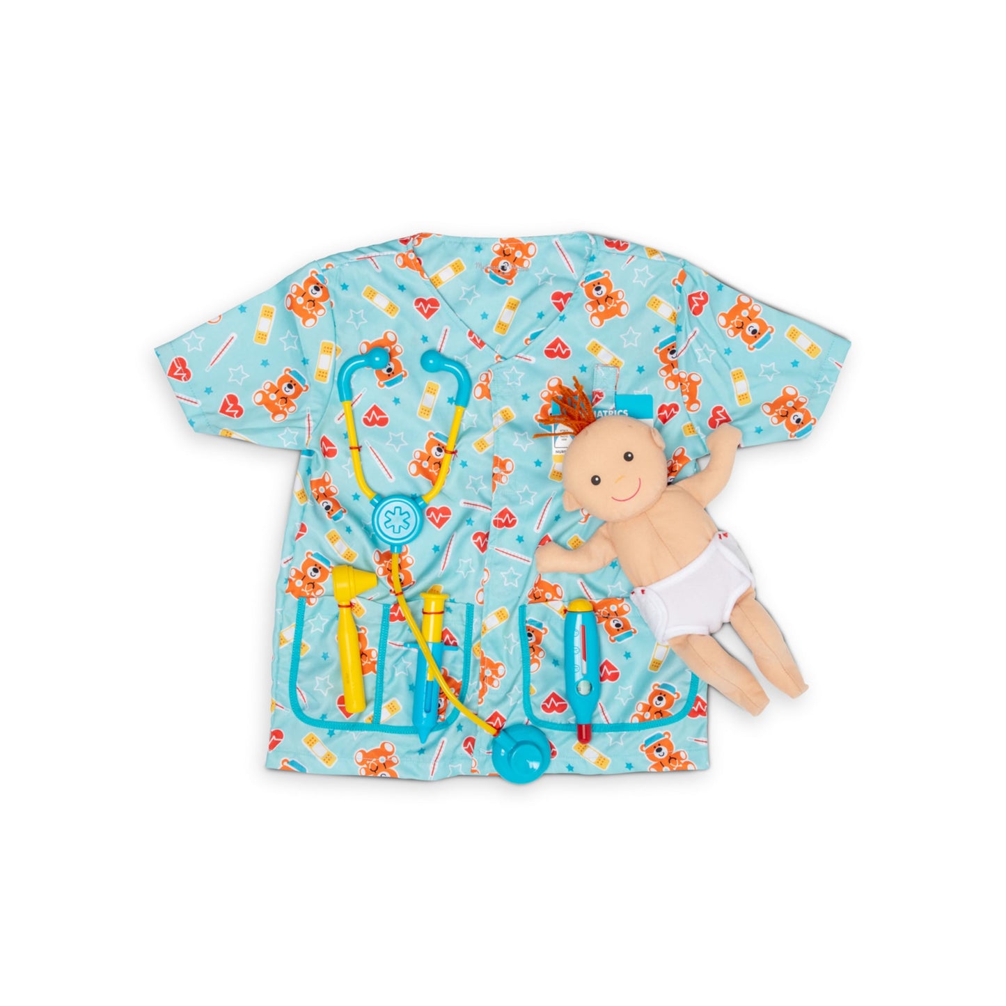 Melissa & Doug Pediatric Nurse Costume Set - 8 pcs, Includes Baby Doll & Stethoscope, Multi, Model 8519