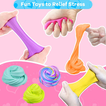 Amenon 28 Pack Butter Slime Kit Putty Colorful Stress Relief Toy For Kids Classroom Exchange Gifts School Games Prizes Party Favor Boys Girls Valentine Gifts For Kids With 28 Cards Valentines Toy