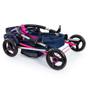 Bayer Design Dolls: Pram Cosy - Blue, Pink, Hearts - Includes Blanket & Shoulder Bag, Fits Dolls Up To 18'', Features Soft Handl
