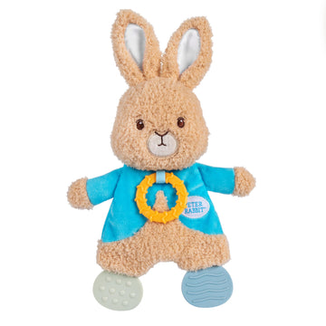 Kids Preferred Beatrix Potter Peter Rabbit Flat Sensory Blanky Interactive Baby Teether Toy With Crinkle Sounds, Soft Textures, 