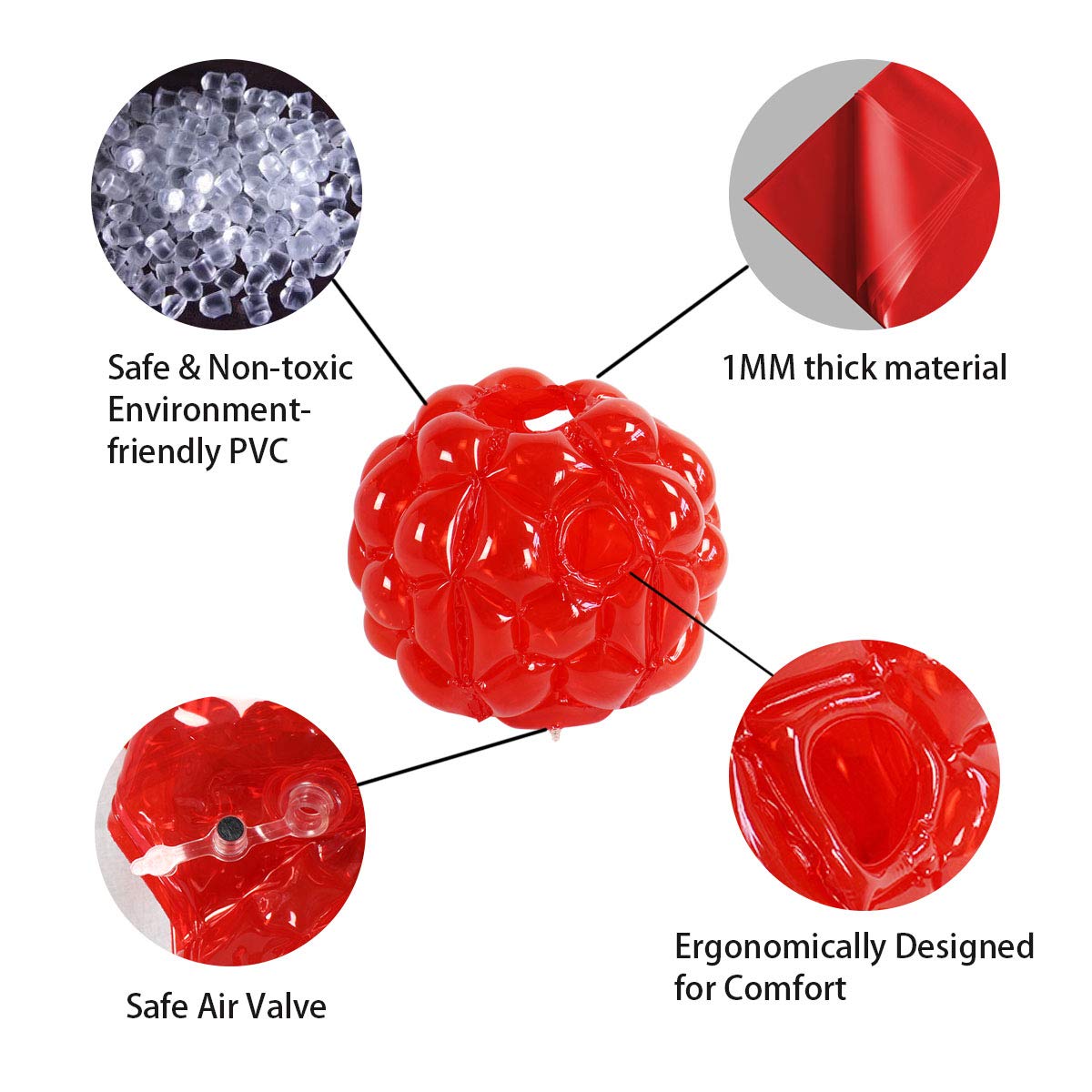 SUNSHINEMALL 2 PC Sumo Balls for mature-themed  Inflatable Body Sumo Balls Bopper Toys  for Kids Yard Human Bubble Ball Hamster Ball (36 INCH Red)