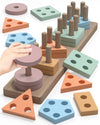 Montessori Toys For 1 2 3 Years Old Boys Girls, Wooden Sorting And Stacking Toddlers Kids Preschool, Coffee Color Recognition St