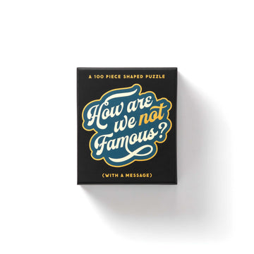 Brass Monkey How Are We Not Famous? 100-Piece Mini Jigsaw Puzzle, 7.25    x 6.72    - Shaped Puzzle with Gold Foil Accents - Rea
