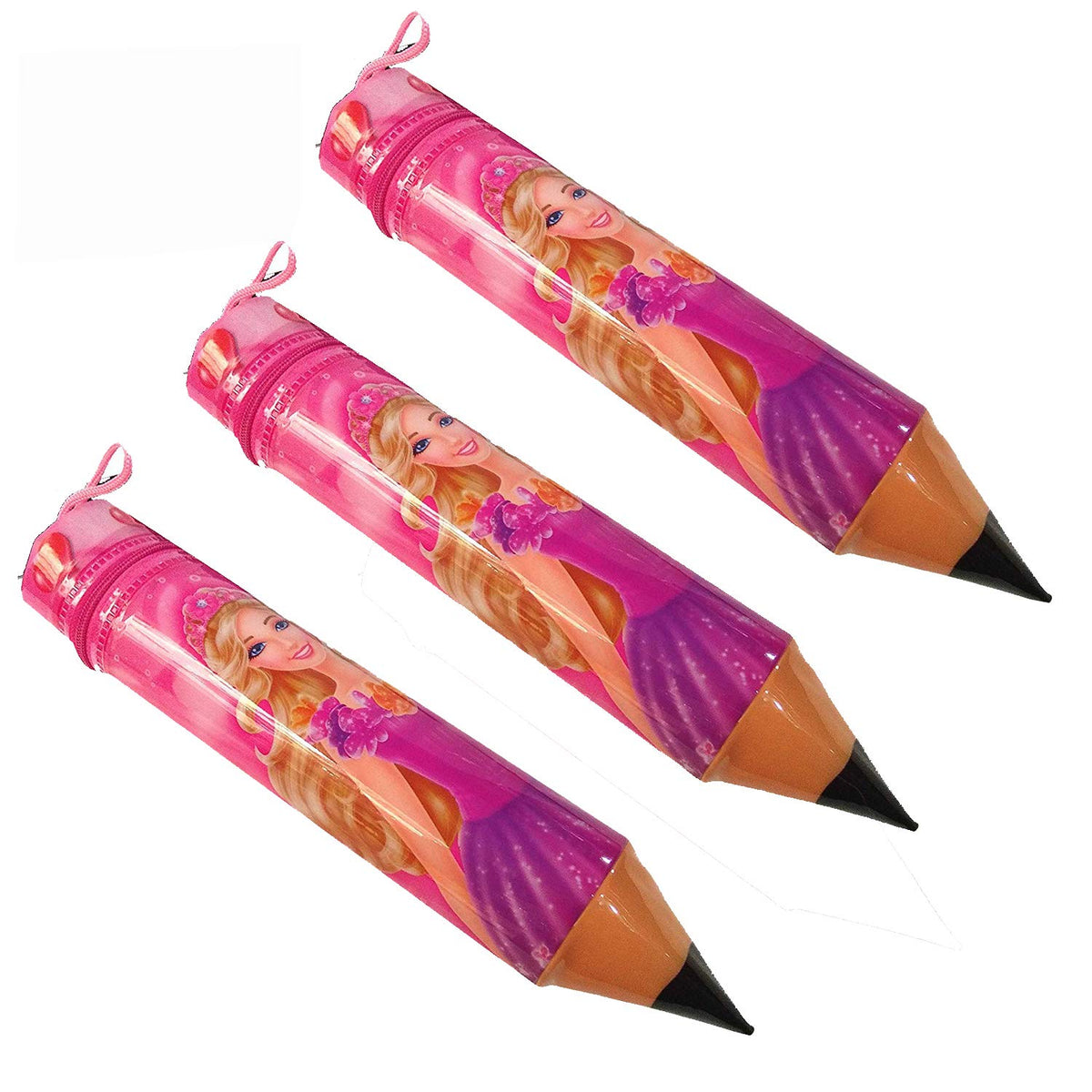 SHREE TECHNESH Girly Cartoon Printed Pencil Shaped Stationery Pouch Return Gift (Pink) GET 3