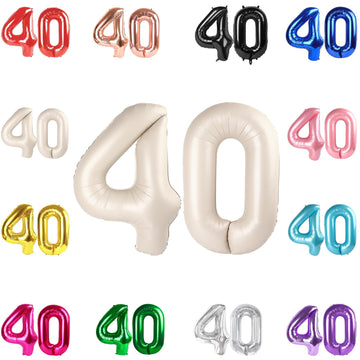 40 Balloon Number, Cream White Number 40Th Birthday Balloons 40 Inch, 40 Years Old Cream White Birthday Decorations For Men Wome