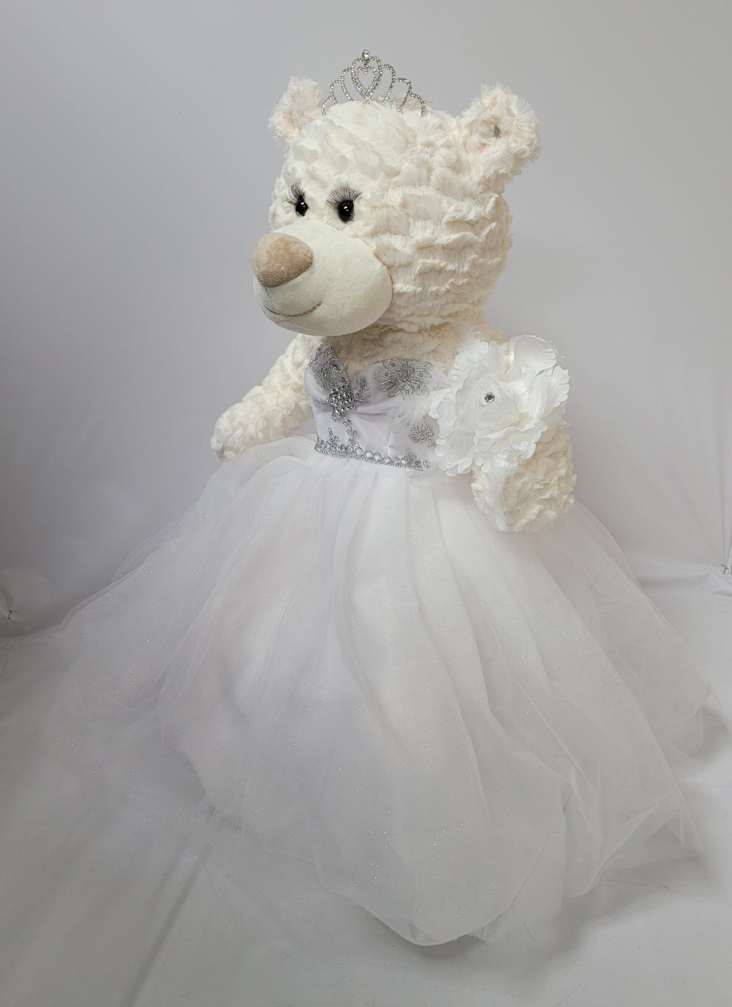 Kinnex Collections Since 1997 20'' Teddy Bear With Elegant Dress (Centerpiece) ~ B16631N-1 (White)