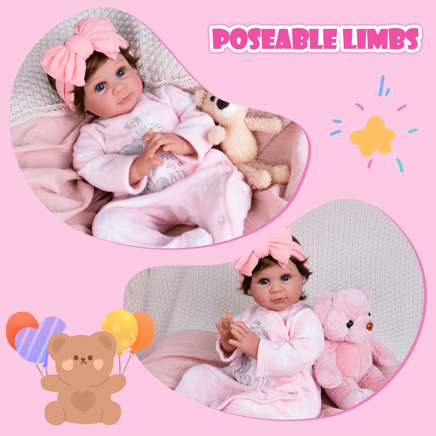 Aori Reborn Baby Dolls 22 Inch Realistic Girl - Lifelike Weighted Newborn Toddler with Feeding Bottle & Magnetic Pacifier  Handapplied Wig Hair  Soft Body  Gift for Kids 3+ Collectors