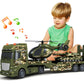 SpringFlower Toddler Boy Toys, 3 in 1 Large Army Truck Toy with Helicoper and Tank, Military Transport Truck Toy, Christmas Birt