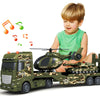 SpringFlower Toddler Boy Toys, 3 in 1 Large Army Truck Toy with Helicoper and Tank, Military Transport Truck Toy, Christmas Birt