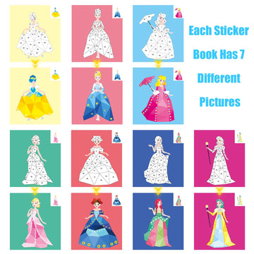 Aeahaly Crafts For Kids Ages 4-8 Paint By Sticker Princess Reusable Sticker Book For Kids Ages 4-8 Boys And Girls Birthday Gifts Party Favor, Travel Activity Book Set For Learning