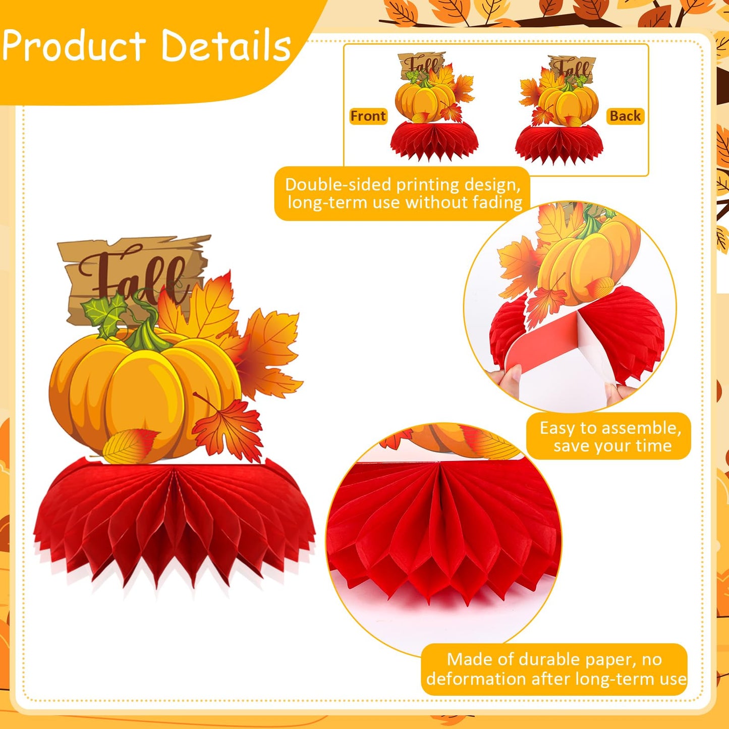 DTOFOOT Fall Party Decorations,10 Pcs Fall Table Decorations Centerpieces Fall Table Centerpieces for Thanksgiving Table Decor F
