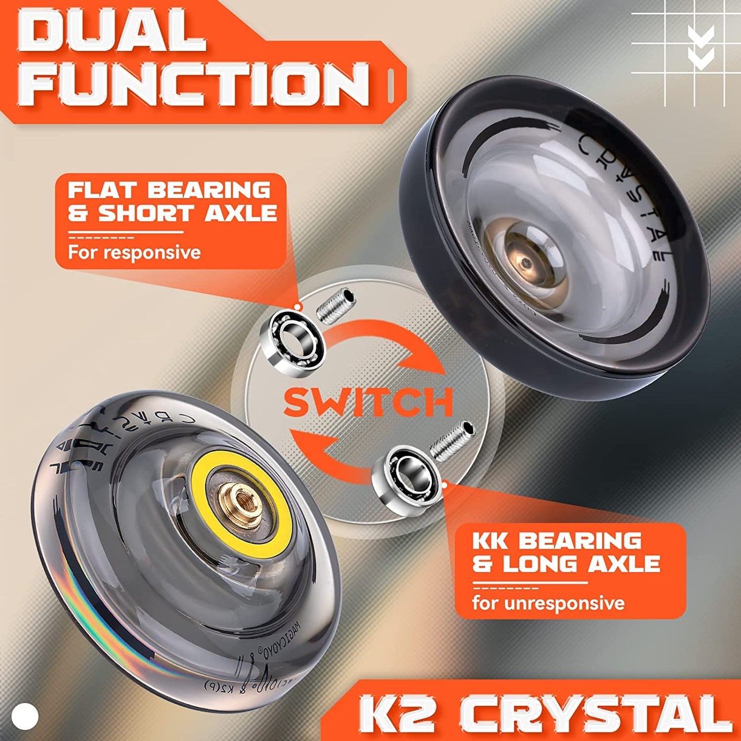 Magicyoyo 2 Pack Yoyos - K2 Crystal Black & V6 Green, Dual Purpose, Responsive For Kids, Unresponsive Bearing For Adults, 12 Strings, 2 Bags, Bearing Removal Tool