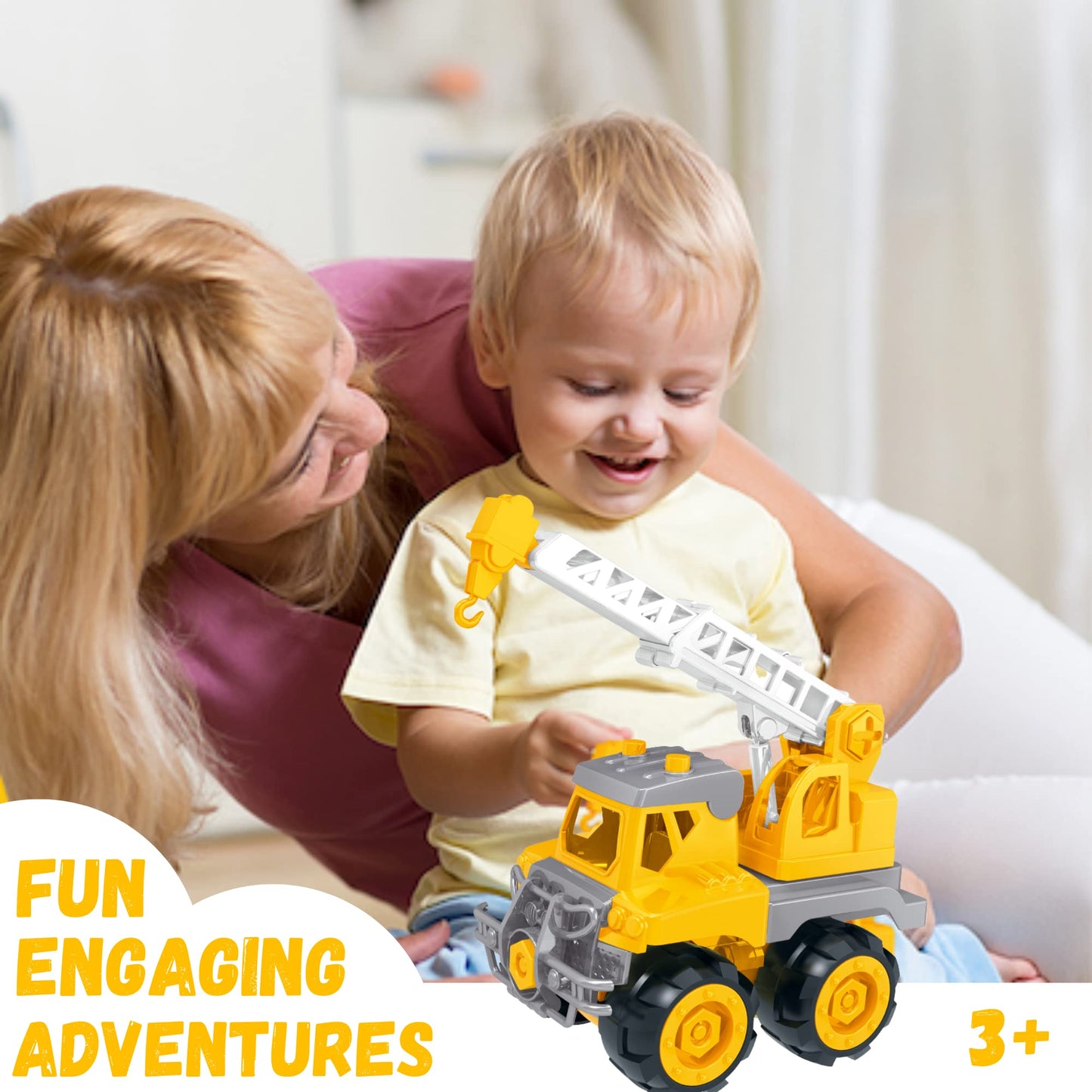 Cement Mixer Toy Truck for 3 + Years Old Kids Take Apart Toy with Screwdriver and Electric Drill Kids Construction Vehicle Toy E