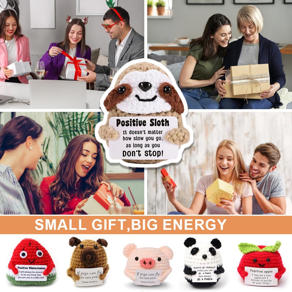 Sasotiye 25Pcs Mini Funny Positive Crochet Animals Bulk Emotional Support Plushies Handmade Emotional Support Crochet Animals In