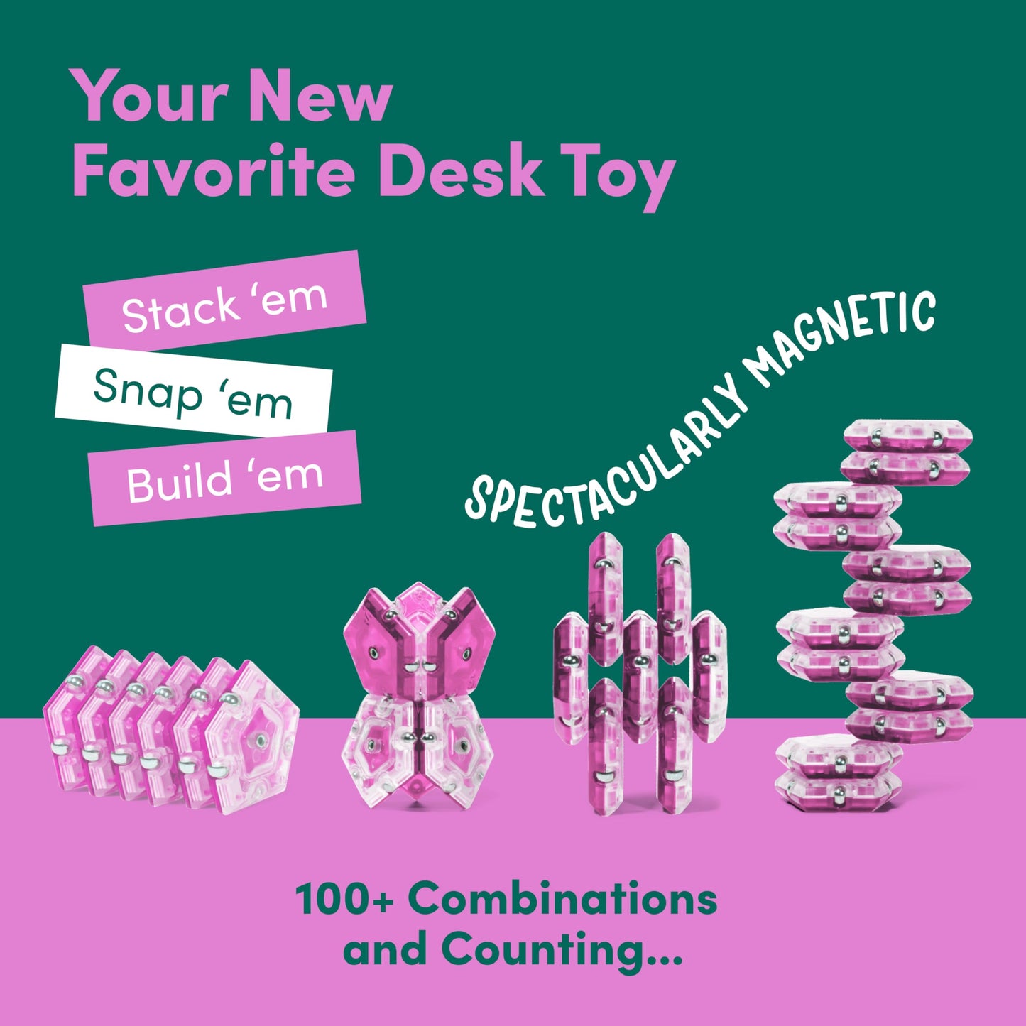 Speks Geode Magnetic Fidget Toy | Sensory Desk Toy for mature-themeds & Teens 14+ | Stress Relief Gift | Sphere  Rose