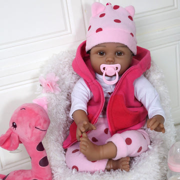 Charex Reborn Baby Dolls Black Girl, 22 Inches Realistic Baby Dolls That Look Real, Lifelike Vinyl African American Newborn Baby Doll Lucy With Weighted Cloth Body, Birthday Gift Toy For Kids Age 3+