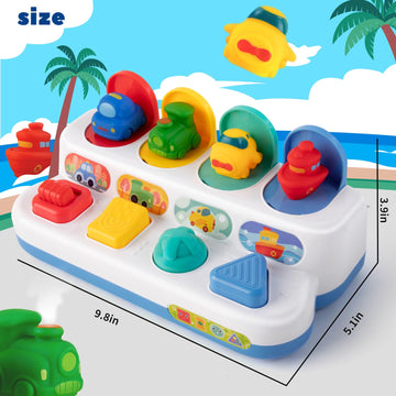 Interactive Cause And Effect Toys For Toddlers 1-3, Pop Up Vehicles Toys For Boys Girls, Sensory Baby Montessori Toys For 1 Year