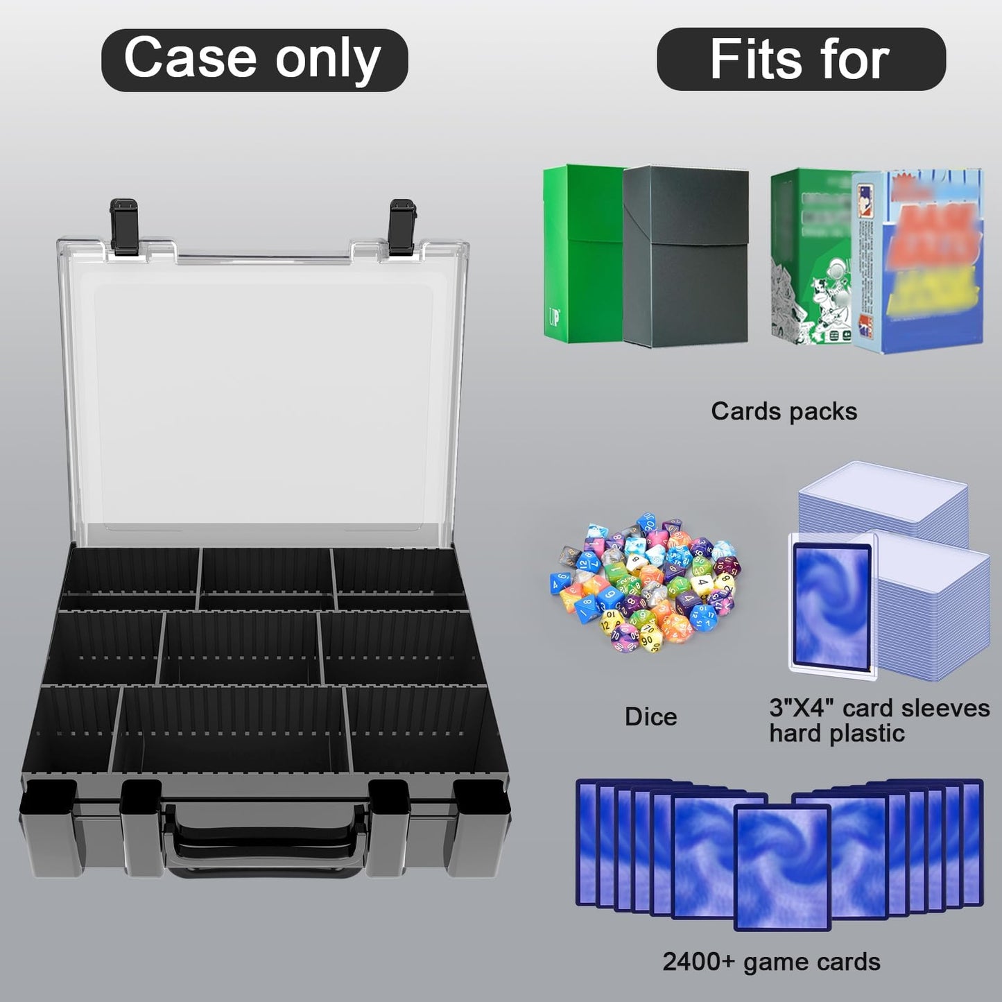 Fullcase Trading Card Storage, 2400+ Sports Cards Game Deck Box Holder Organizer For Panini For Pm Tcg For C.A.H For Yoto 3''X4'