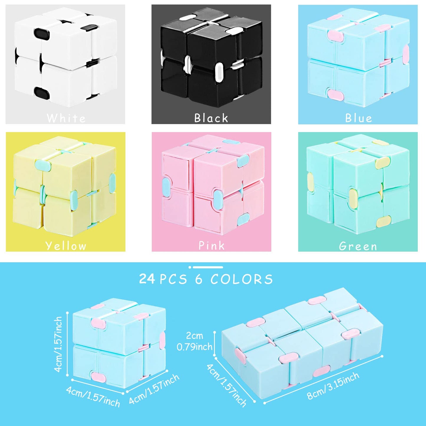 24 Pieces Cubes Toys Mini Blocks Cube Bulk Gadget Sensory Toy Hand Held Blocks Finger Gadget Gift For Adults Anxiety Stress Reli