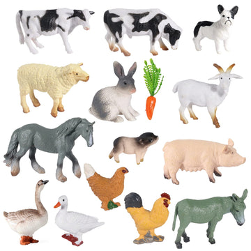 Sienon 15Pcs Farm Animal Figures Toys Realistic Mini Farm Animal Figurines, Farm Barn Animals Playset, Miniature Farm Animal Cake Topper Ornaments For Easter Egg Fillers Birthday Animals Theme Party