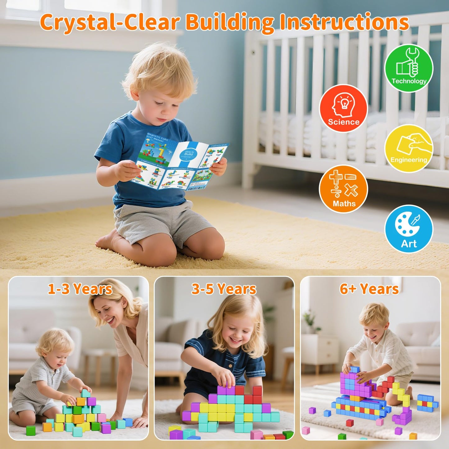Veneibe Magnetic Blocks Large  56PCS 1.42in Magnetic Building Blocks for Kids Ages 4-8  STEM Sensory Travel Autism Montessori Toys for Toddlers  Learning Construction Magnetic Cubes for Birthday Gift