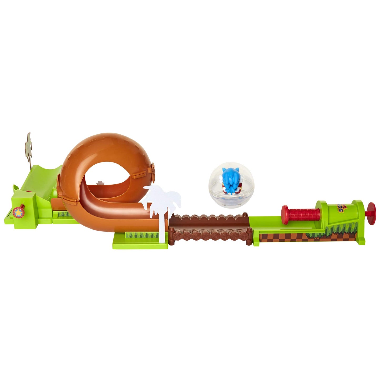 Sonic The Hedgehog Pinball Play Set, 9-Piece Green Hill Zone with Looping Action & Bumper, Multicolor, Plastic, for Ages 3+