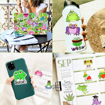 Susihi Cute Frog Stickers For Laptop Frog Stickers For Kids Stickers For Water Bottles Waterproof Vinyl Frog Stickers Bulk(50Pcs
