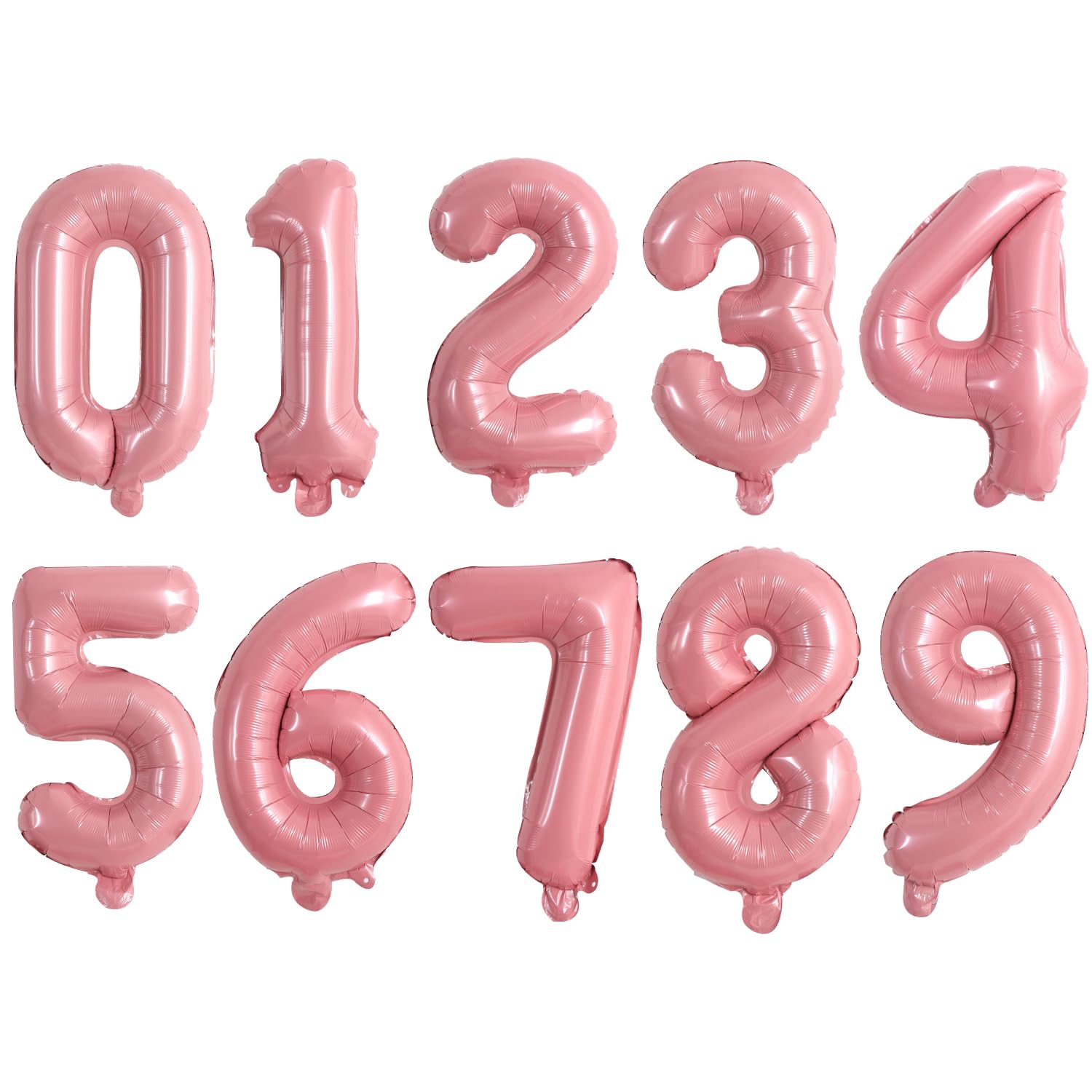 TONIFUL Number Balloons 16 Inch Light Pink 0-9 Number Mylar Foil Balloons 10 Pcs Custom Digital Balloons for Birthday Party Enga