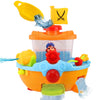 Wall Mountable Pirate Ship Bathtub Bath Toy for Kids with Water Cannon and Boat Scoop