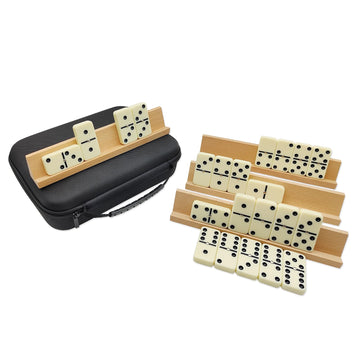 Midolite Dominos Set For Adults With 4 Wooden Racks, Double 6 Dominoes Game Set With 28 Colored Domino Tiles Double Six Dominos