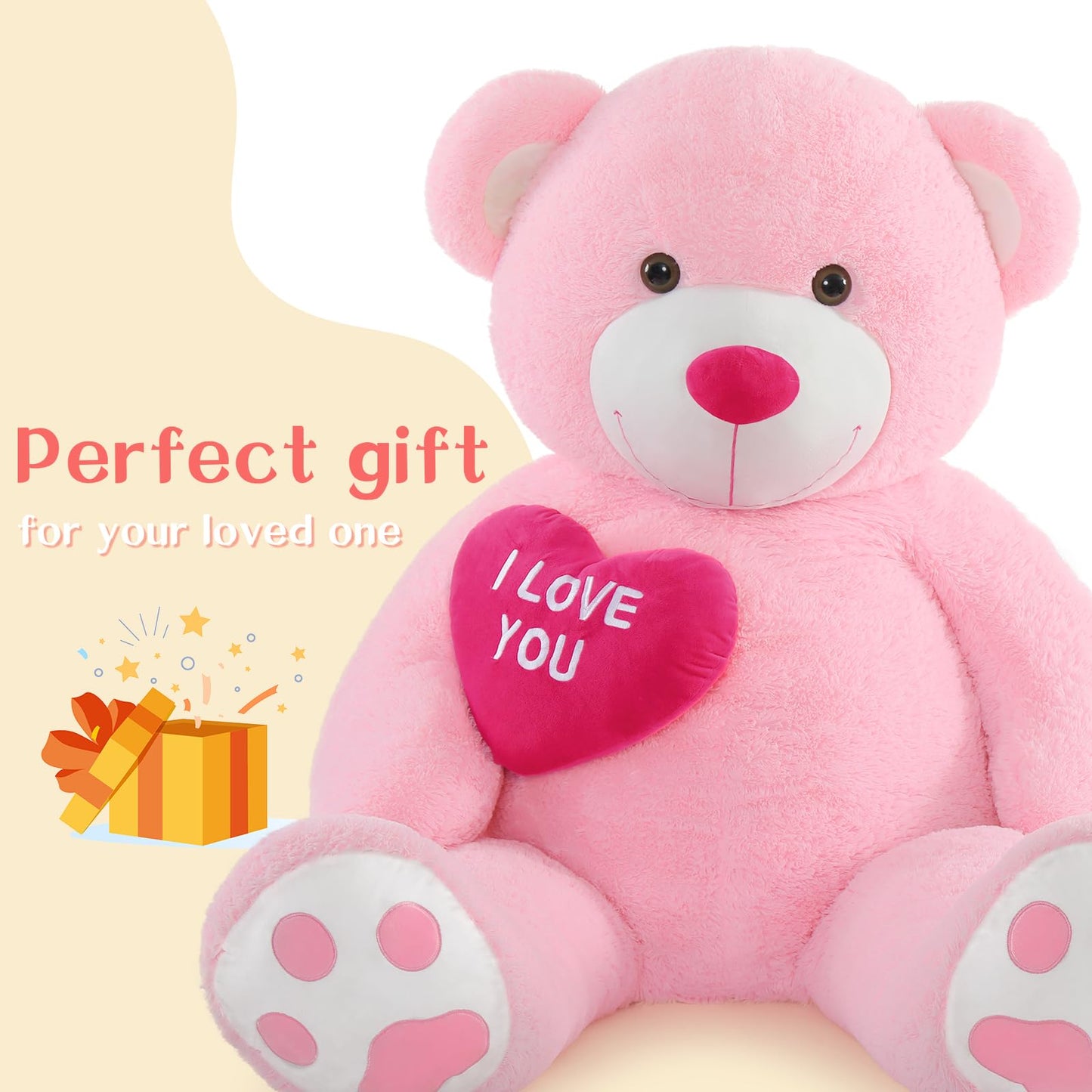 Tezituor Giant Teddy Bear Stuffed Animals 6 Feet - “I Love You”Red Heart Human Size Teddy Bear For Girlfriend,Boyfriend,Wife,Lover-Birthday, Anniversary, Valentines, Or Long Distance