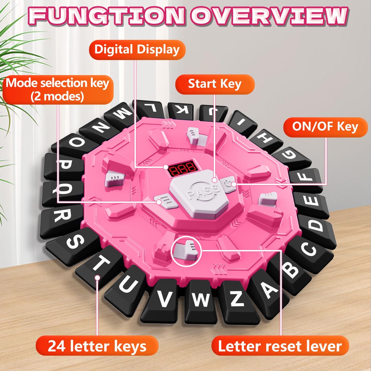 Resflycheng Word Game Family Board Game with Digital Display Timer, 2 Modes, 35 Double-Sided Cards, Fun Fast-Paced 24-Letter Gam
