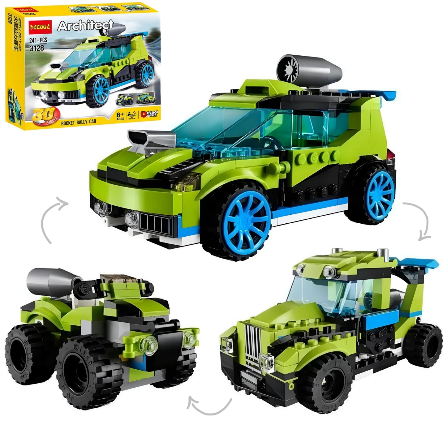 Elecart Rocket Rally Car Building Set 30In1 Race Car, Jet Truck & Quad Bike | Stem Educational Toy For Kids Ages 712 | Creati