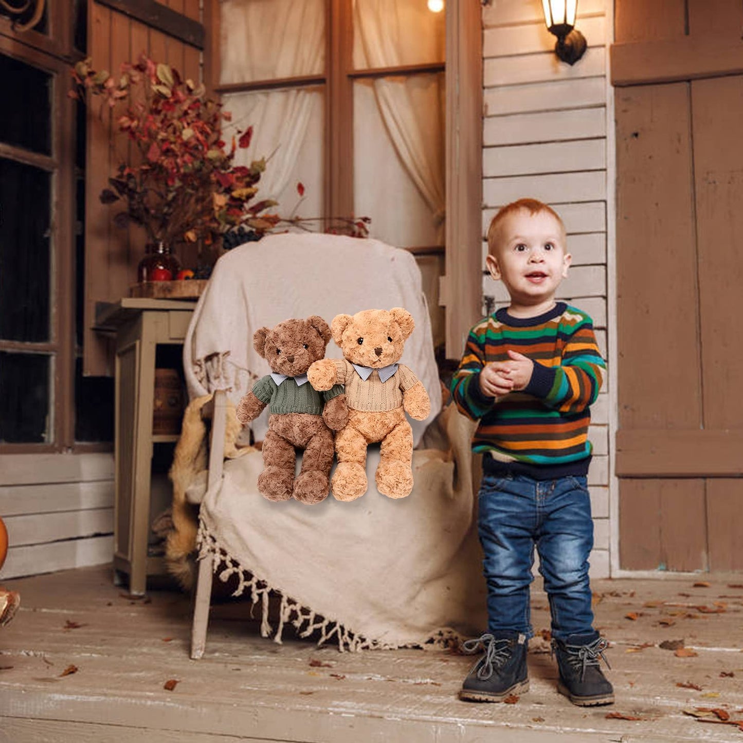 Riuhot Plush Teddy Bear With Shirt, Soft Stuffed Plushie Toys Gifts For Girlfriend Boyfriend Kid, 19.7 Brown Teddy Bear