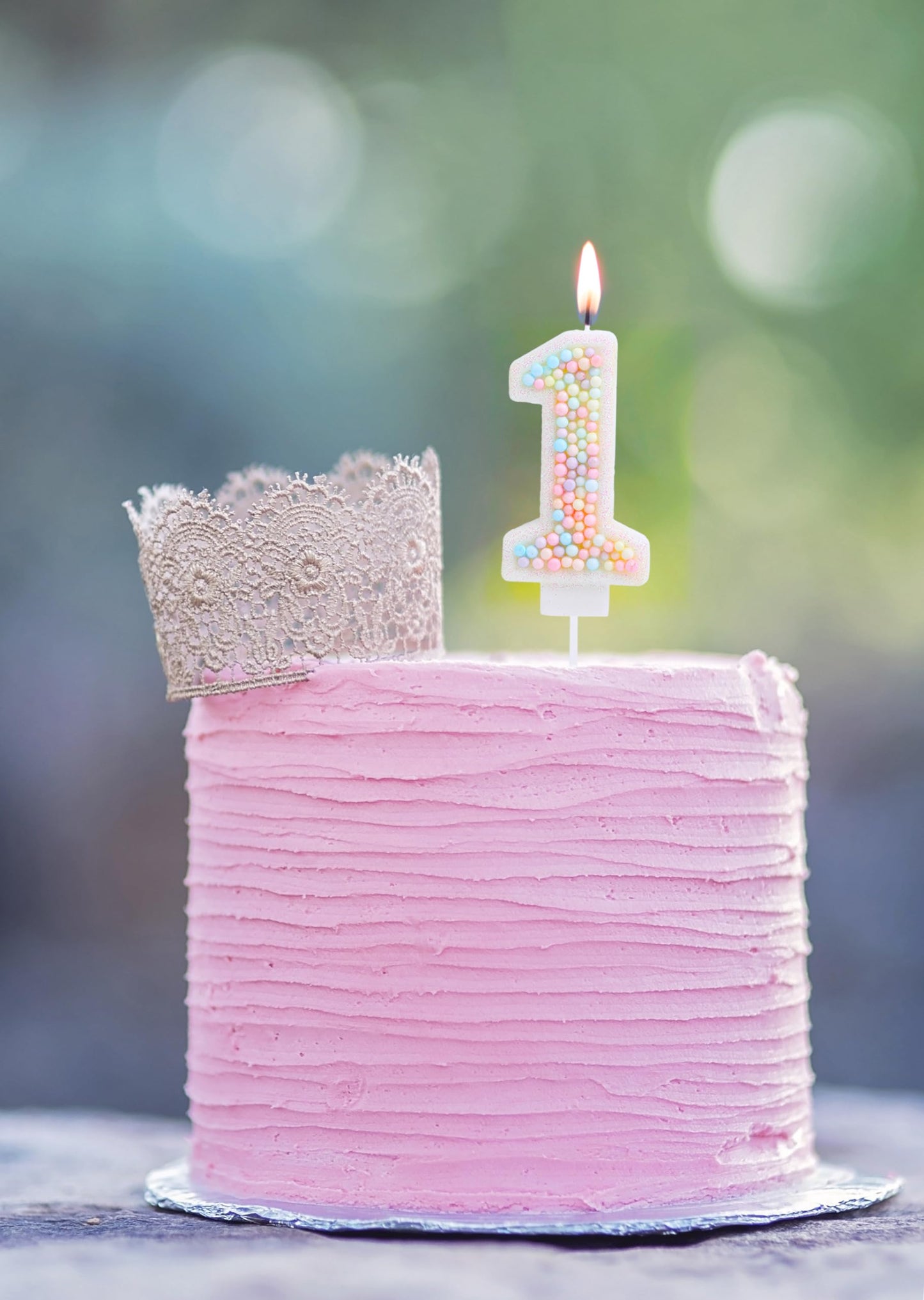 EAKE 1 Birthday Candle Macaron Glitter 3D Number 1 Candles for Birthday Cakes Girl Women Sweet Theme One Years Old Birthday Wedd