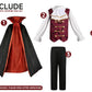 Kids Vampire Costume for Boys Bat Halloween Vampire Costumes for Kids Halloween Scary Cloak with Cane 4'3''-4'9'' Red