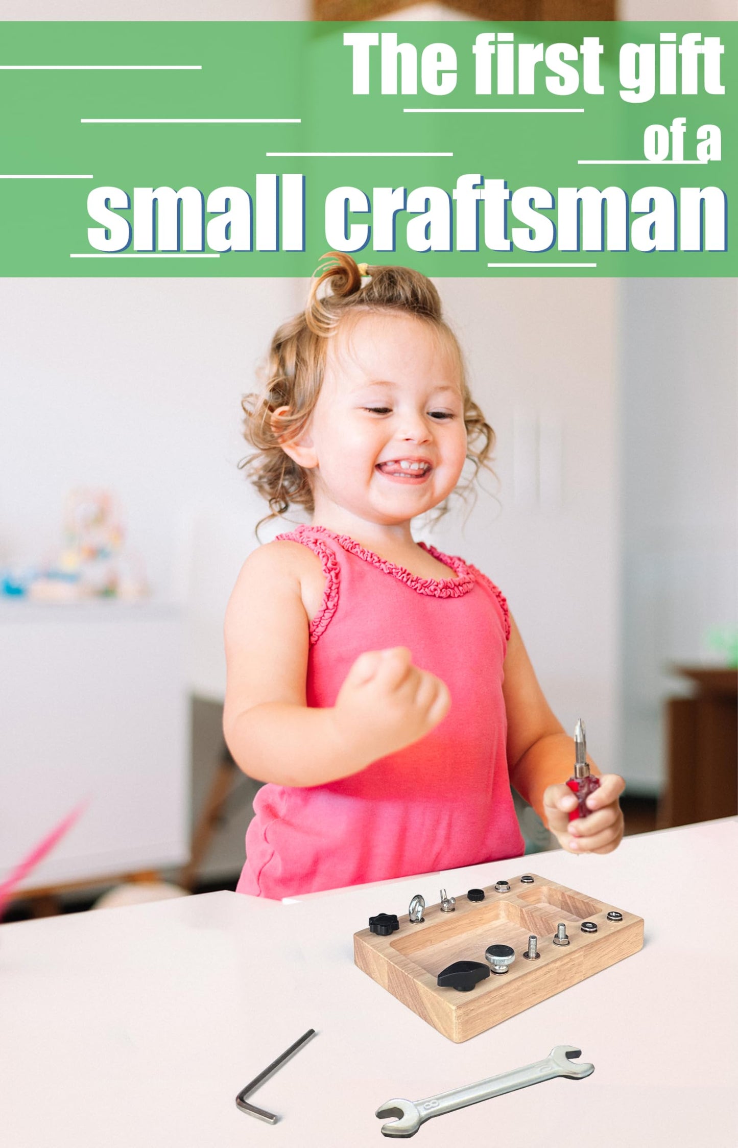 Deartisan Montessori Screwdriver Board Set, 17 Pcs, 12 Holes, Original Wood Color, Educational STEM Toy for Kids 3-5 Years