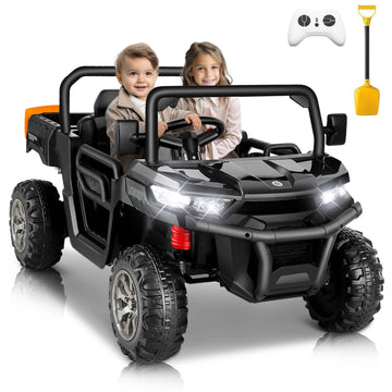 Hikole 24V Ride On Dump Truck For Girls, 2 Seater Ride On Utv For Big Kids With Electric Dump Bed, Remote Control, 400W Powerful Motors, Spring Suspension, 2Wd Kids Side By Side Electric Car, Black