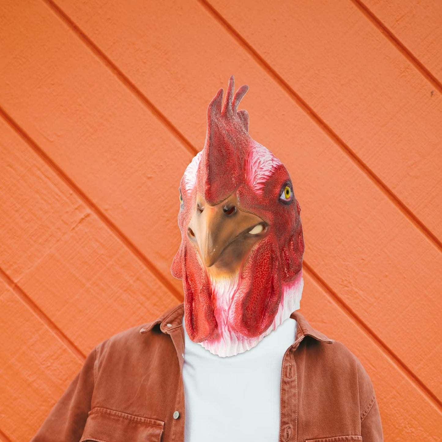PartyHop Rooster Mask Animal Latex Full Head Realistic Masks Chicken Fancy Dress for Halloween Carnival Costume Party