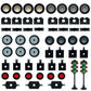 Wheels And Axles,Traffic Light ,Tires Bulk Lot - Building Bricks Block Education Wheels Set Toy Compatile With Major Brands, 52 Pcs, Over 6 Years Old