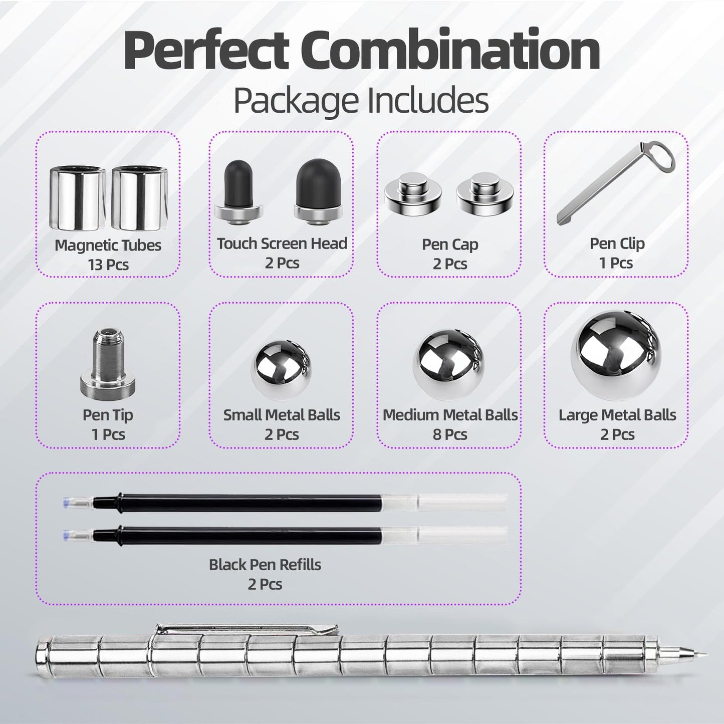 Magnetic Fidget Pen Toys - Multifunctional Writing Novel Pen For Friends, Kids, Boys, Girls, Teens 8 9 10 11 12, Office Teacher