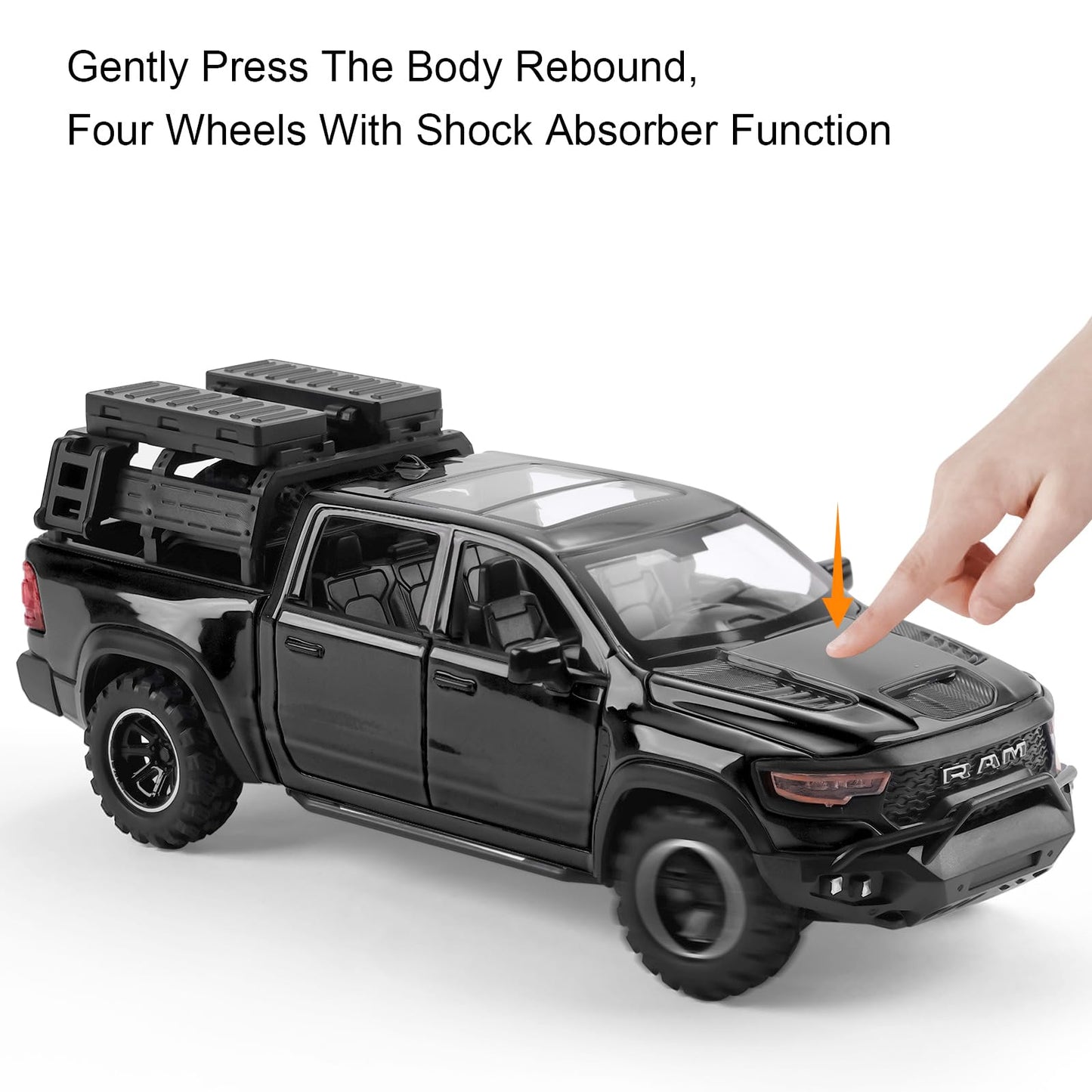 Toy Dodge Mammoth Pickup Truck Model Car Vehicle Toy for Kids Boys 3+ Years, Diecast Metal Truck with Sound and Light, 1:32 Allo