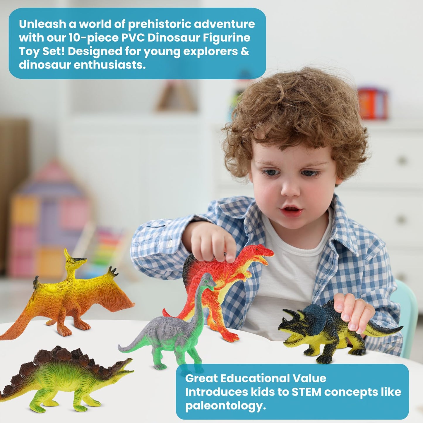 Zippytots Dinosaur Toys for Kids 3-5, 10 PCS Realistic Plastic Dinosaur Figure Toy Set Including T-Rex, Stegosaurus, Spinosaurus