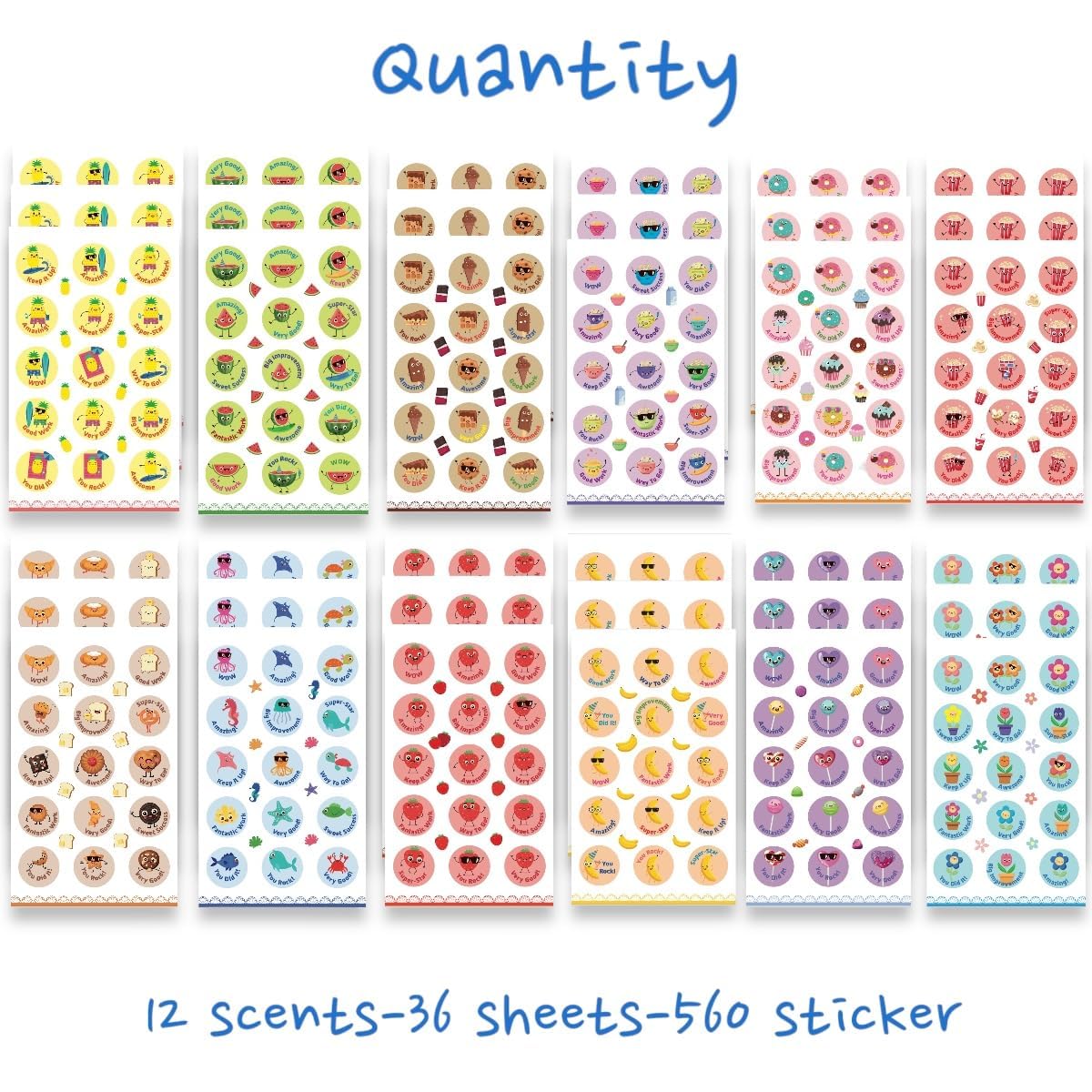 Joyful Artistry Scratch And Sniff Stickers, 72 Sheets, 12 Different Scents, Reward Stickers For Kids, Smelly Stickers, Scented S